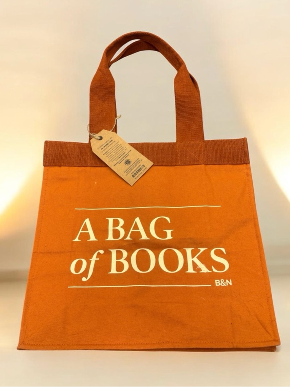 Barnes & Noble “A Bag of Books” Tote Bag 100% Cotton Rust Orange Canvas 15x14x5